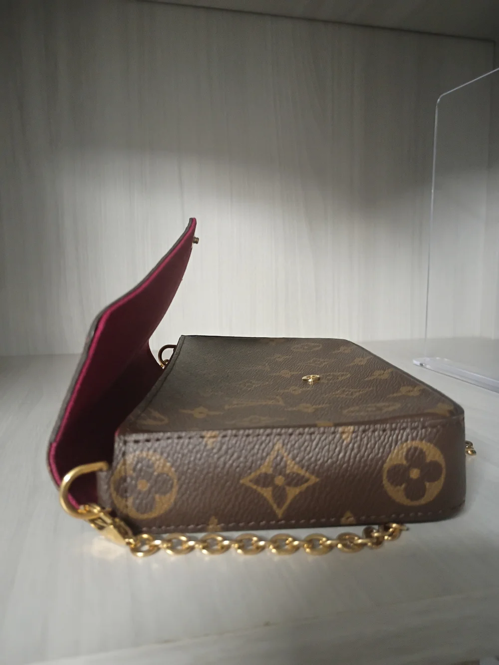 Louis Vuitton Monogram Canvas Felicie Crossbody with Gold Chain